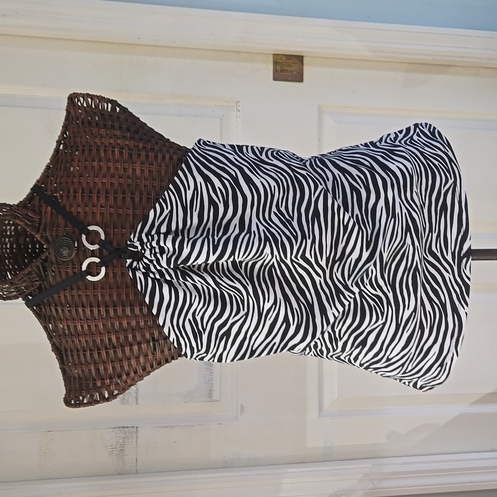Michael Kors Black and White Zebra Print Halter Top
